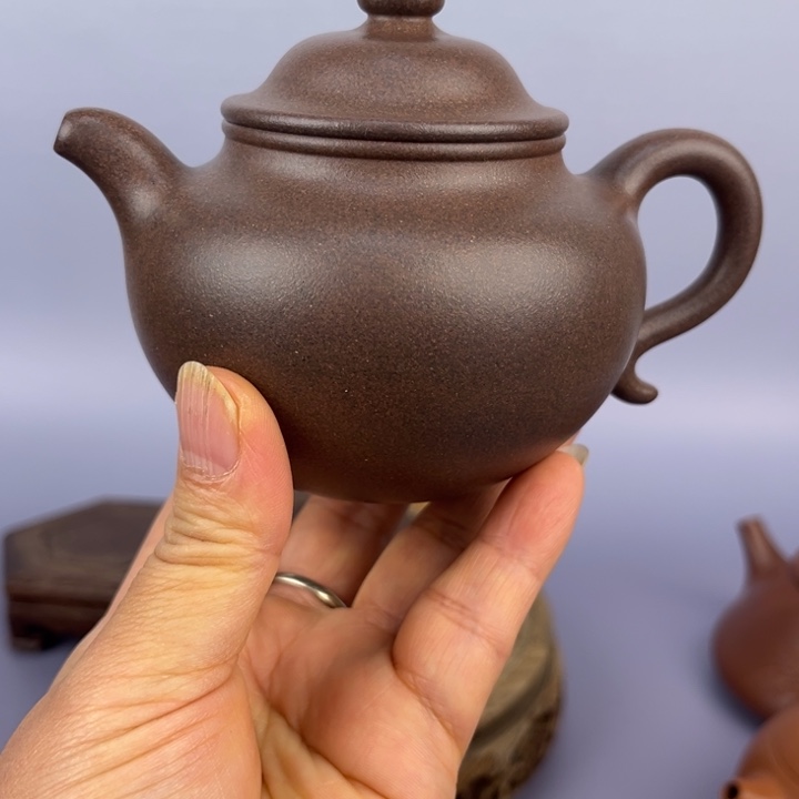 茶壶紫砂莲子黑星砂全手壶