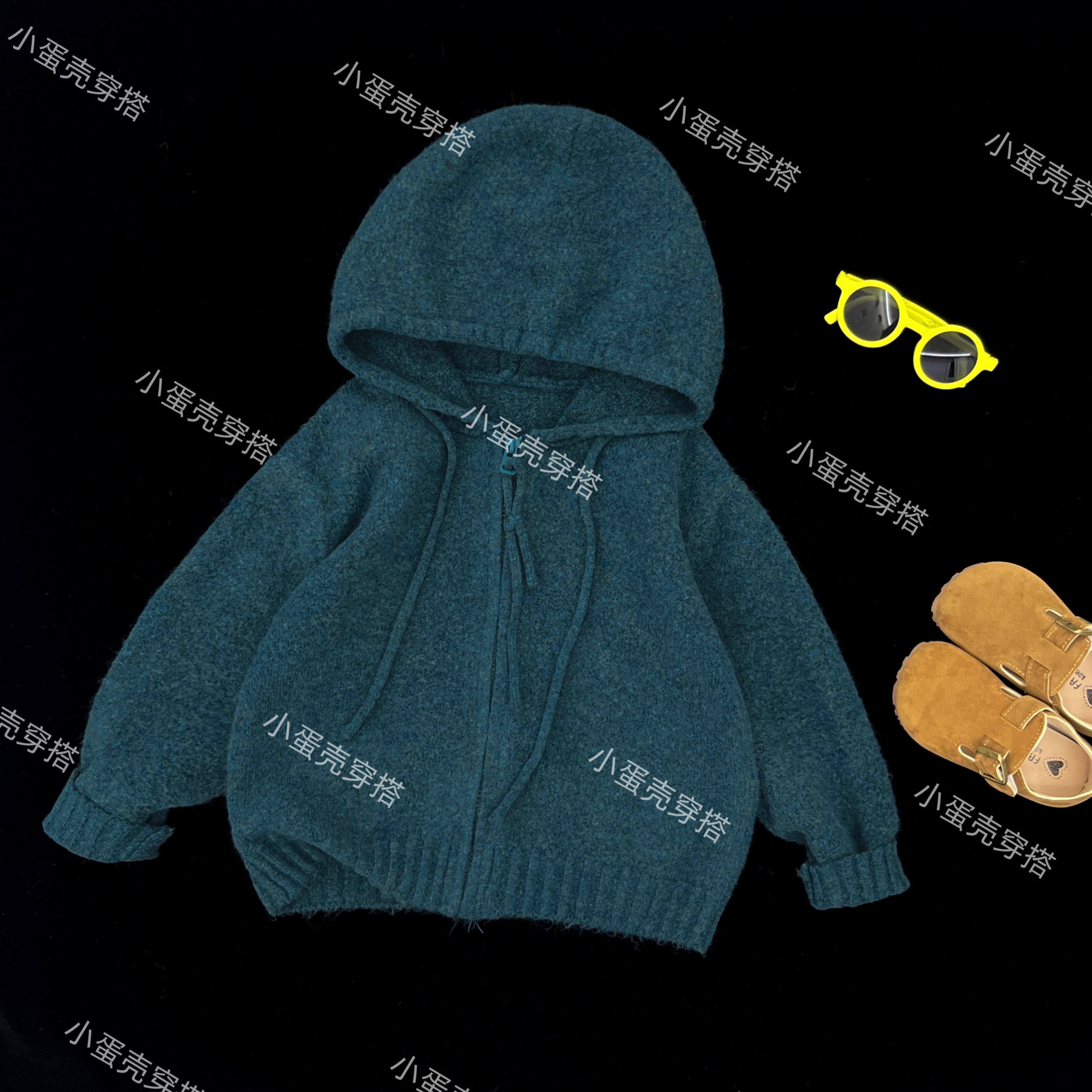 【小蛋壳】现货-2025秋款新款儿童设计感时尚休闲连帽毛衣DK1228