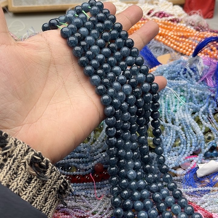 玛瑙/玉髓珠宝半成品未镶嵌一条8mm蓝翡