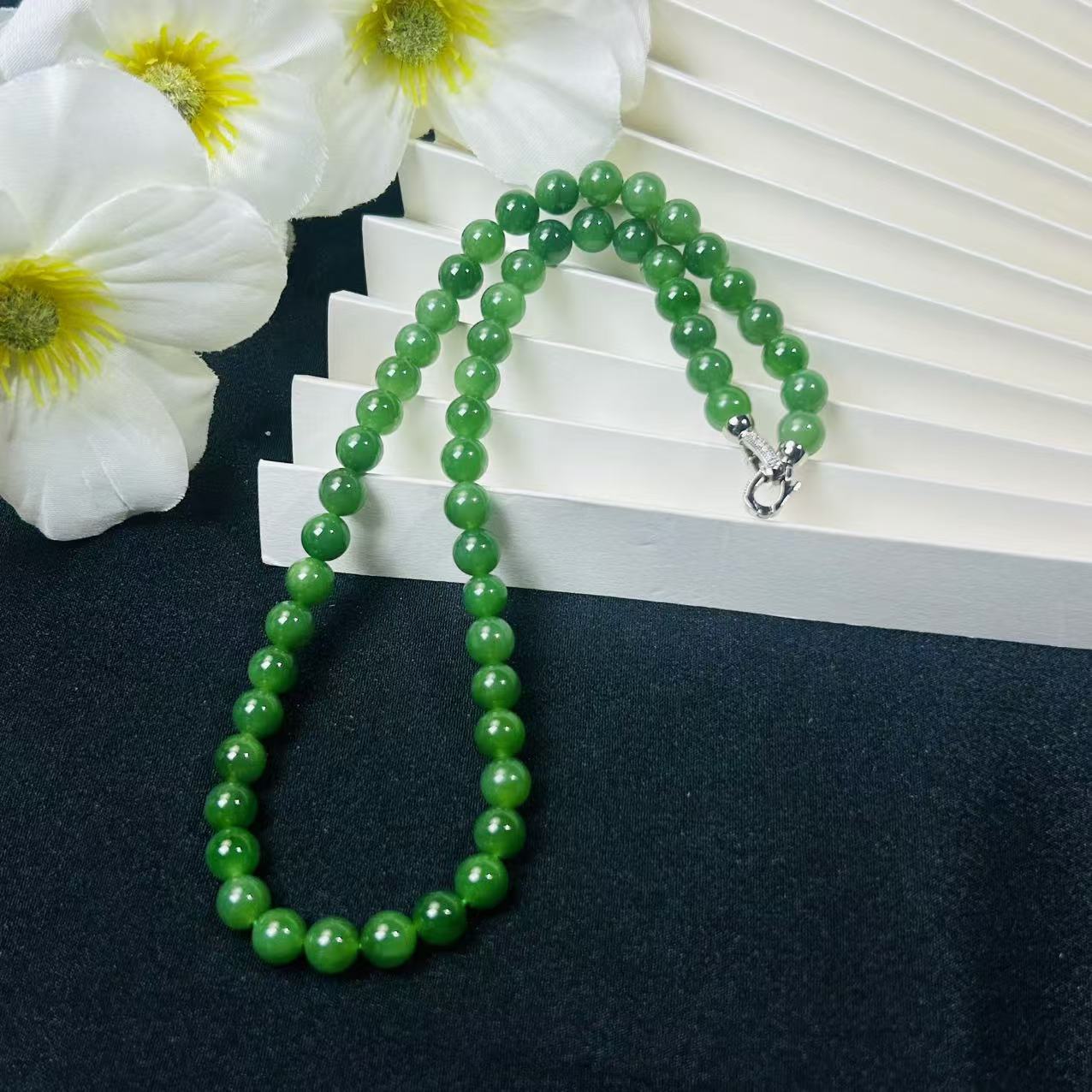 【睿泽鉴宝】和田玉碧玉妈妈链 7-8mm JJY0208