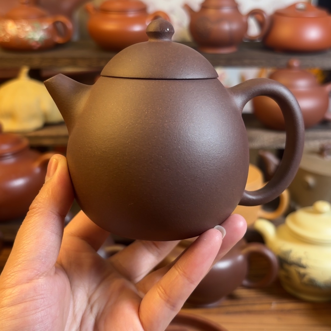 紫砂茶壶半手工紫泥龙蛋230cc