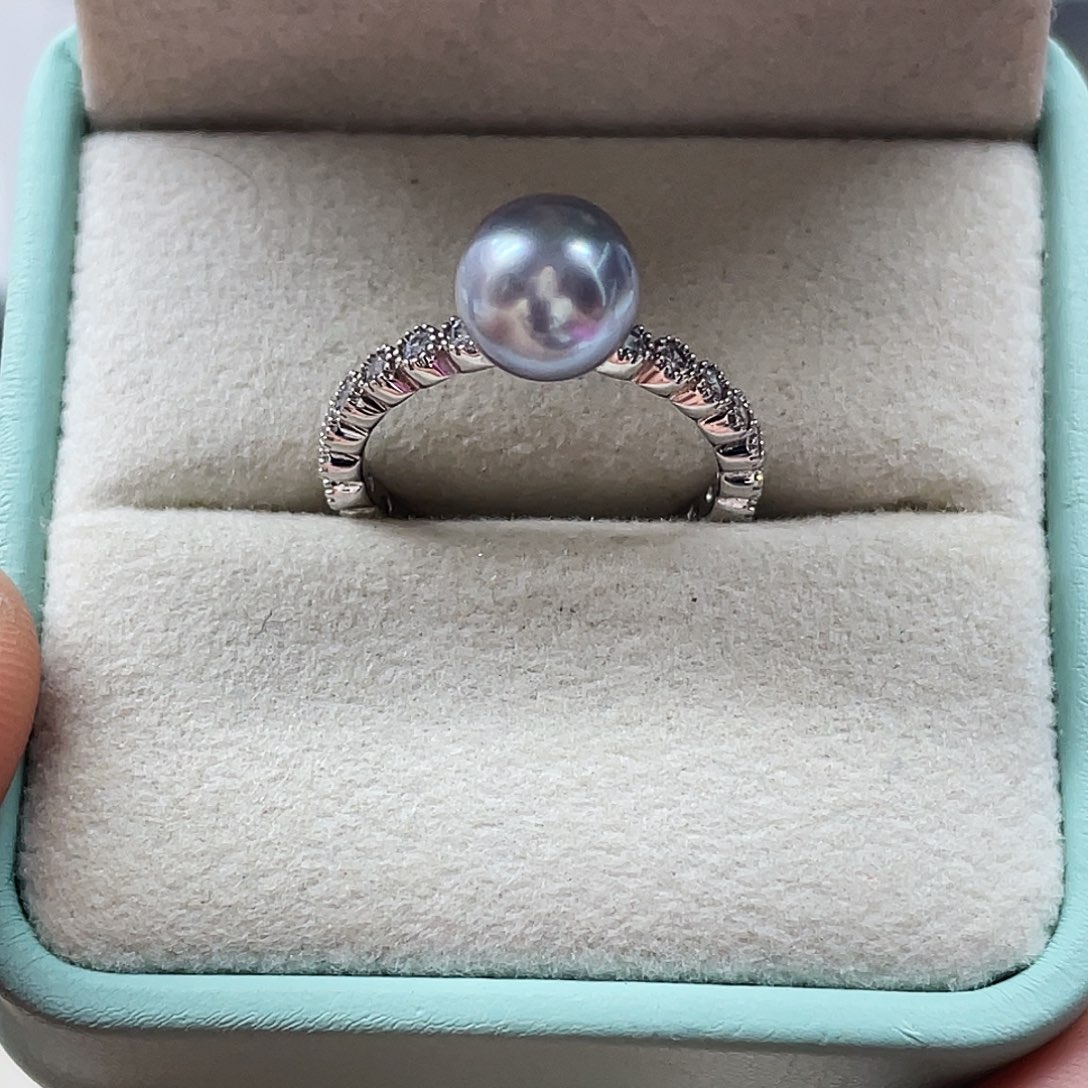 银S925镶嵌戒指海水珍珠