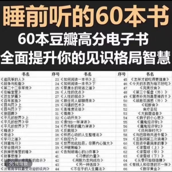睡前听的60本电子书提升见识的学习资料素材