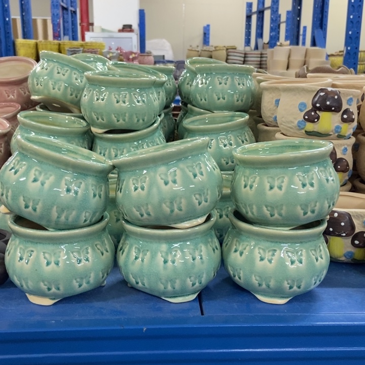 陶瓷花盆单场满9.9发9.5*7.5六个浅绿