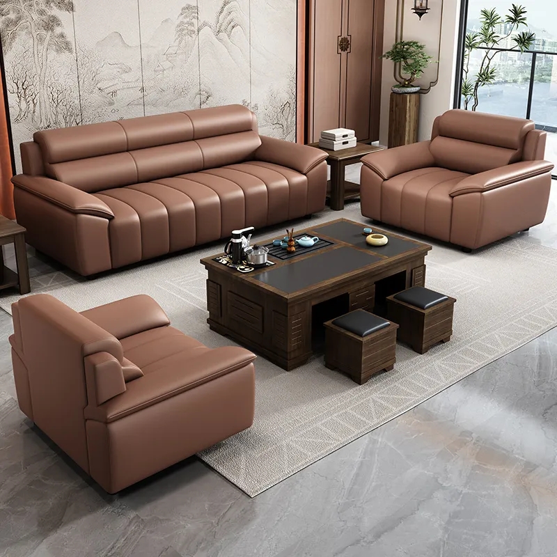 办公沙发商务接待现代简约休闲区会客洽谈办公室沙发茶几组合套装