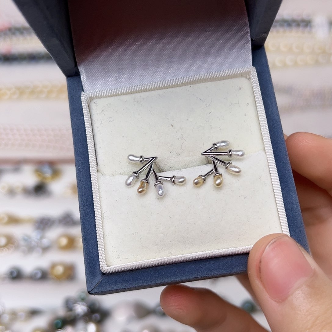 海水珍珠耳饰银S925镶嵌