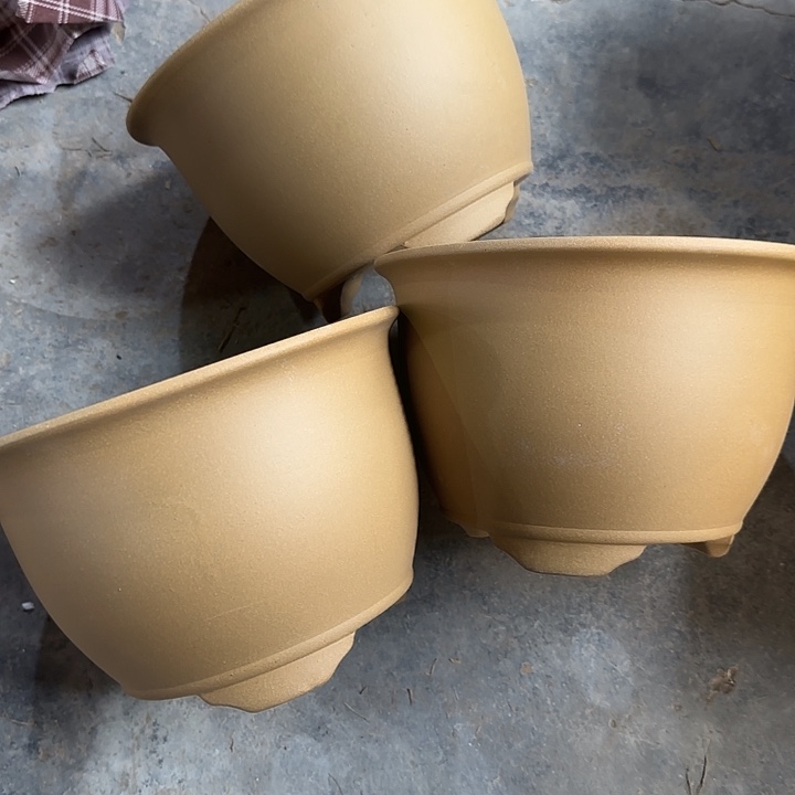 紫砂花盆大漏处理清仓一组黄段泥中号