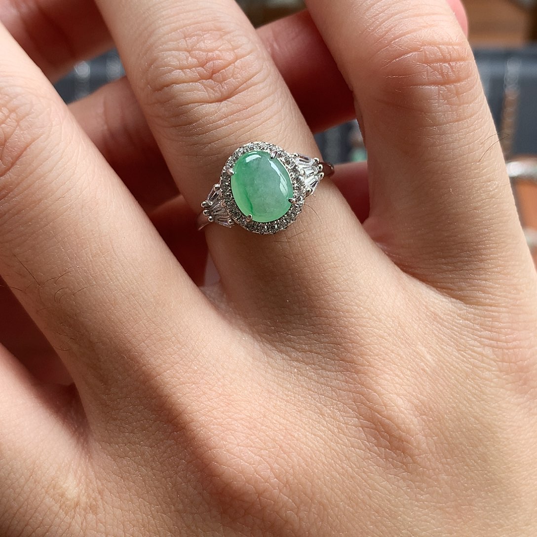 翡翠银S925镶嵌戒指0069