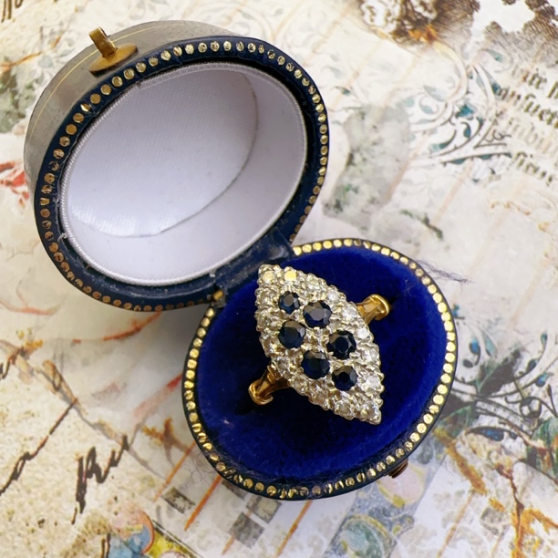 欧洲回流18K金蓝宝石戒指