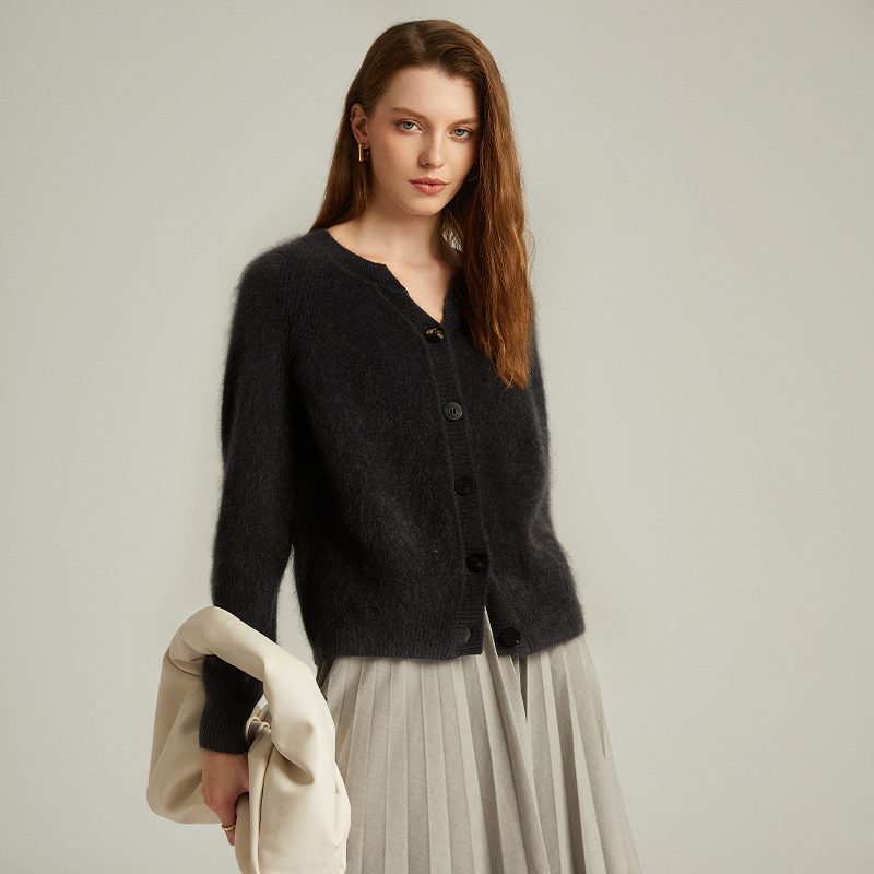 di kangra/德凯佳山羊绒拉毛简约长袖外套休闲针织开衫RP2002L