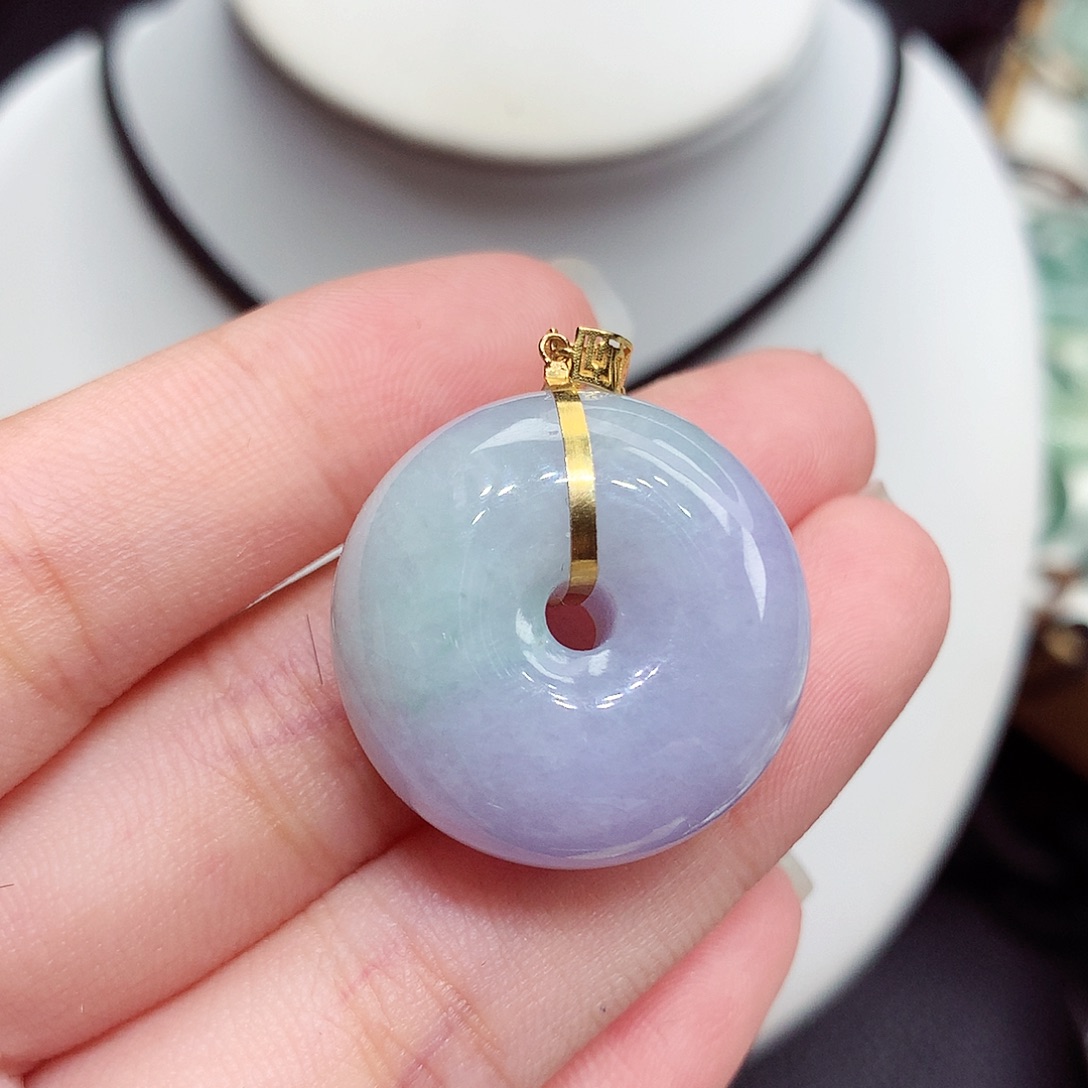 翡翠18K金镶嵌颈饰翡翠3，24.2/12.5