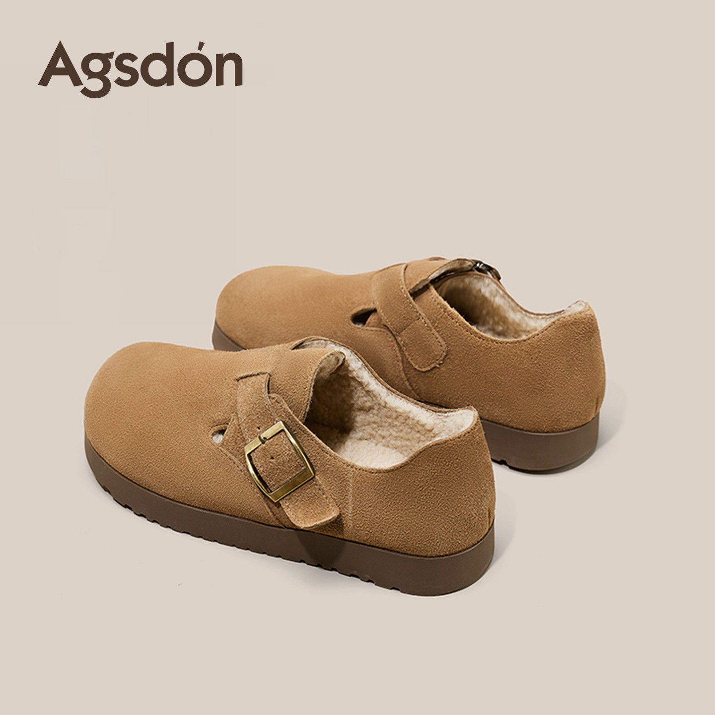 奥古狮登加绒勃肯鞋女2025新款冬季全包软底通勤棉鞋保暖休闲鞋xx