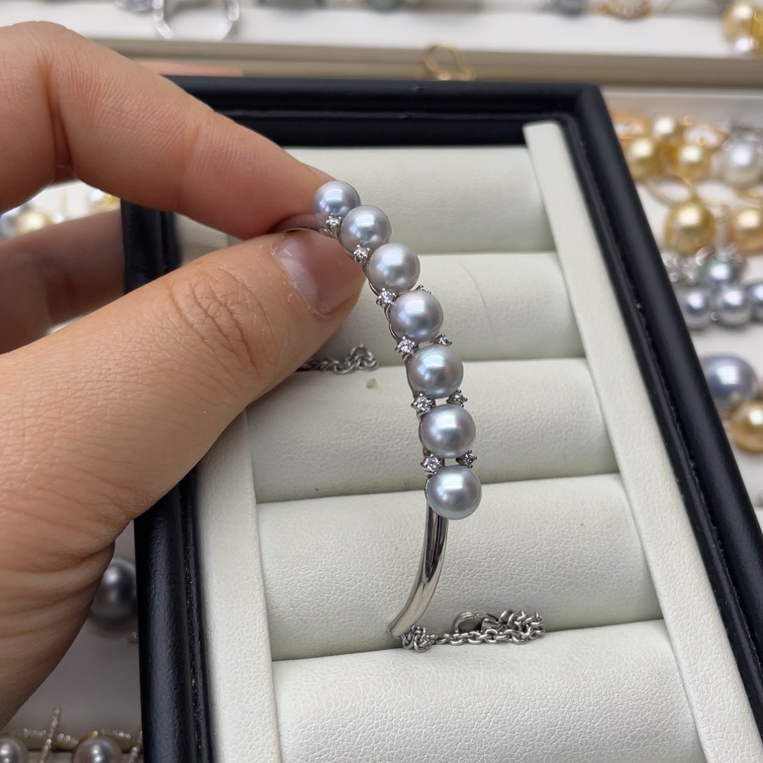 海水珍珠手镯银S925镶嵌