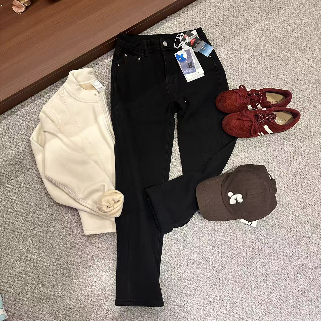 新款气质休闲韩版简约纯色法棍休闲牛仔裤K2555A1