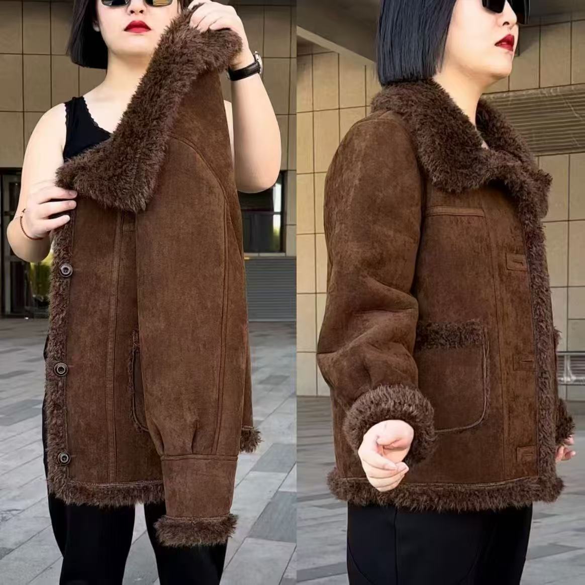 LD冬季新款时尚简约加厚加绒款长袖短款外套ac