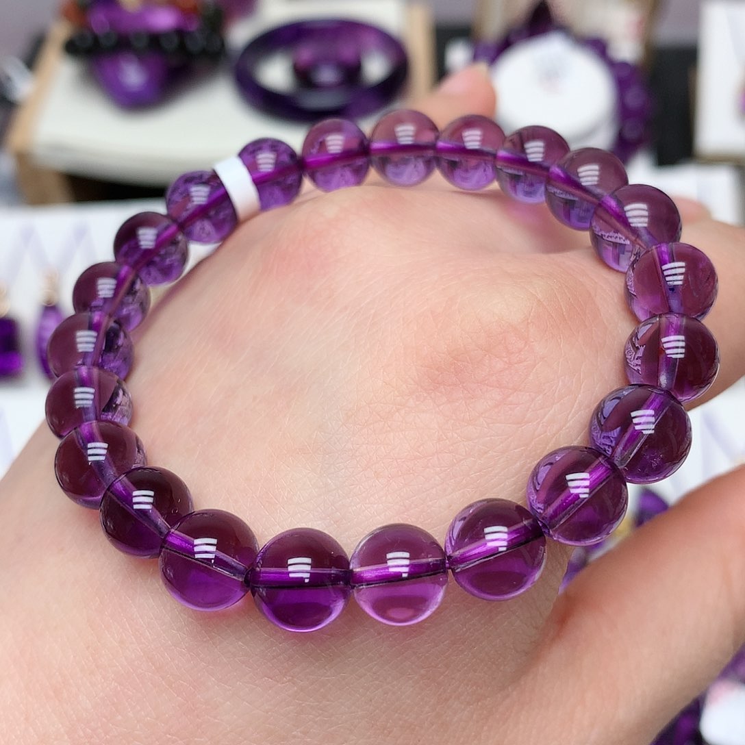 紫晶巴西手串毕业级9mm未镶嵌