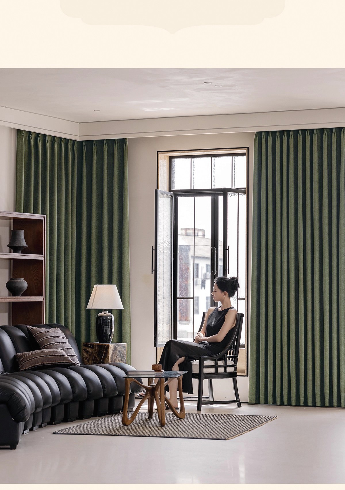 复古绿雪尼尔窗帘 卧室窗帘遮光加厚雪尼尔2025新款