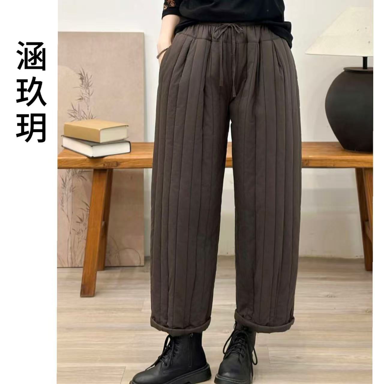 涵玖玥【绗线加厚裤子】重工质感舒适简约加棉款松紧裤MC-25178