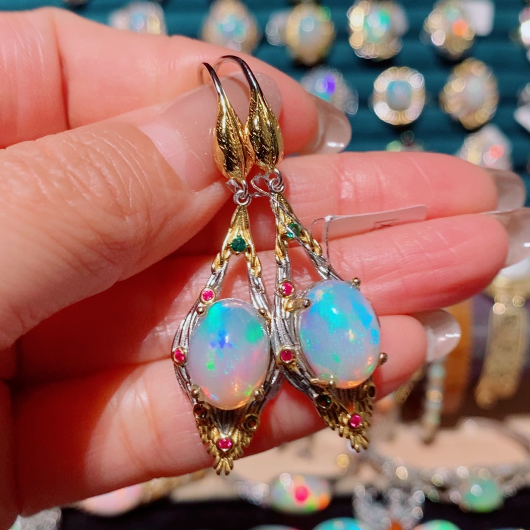 欧泊欧泊耳饰银S925镶嵌