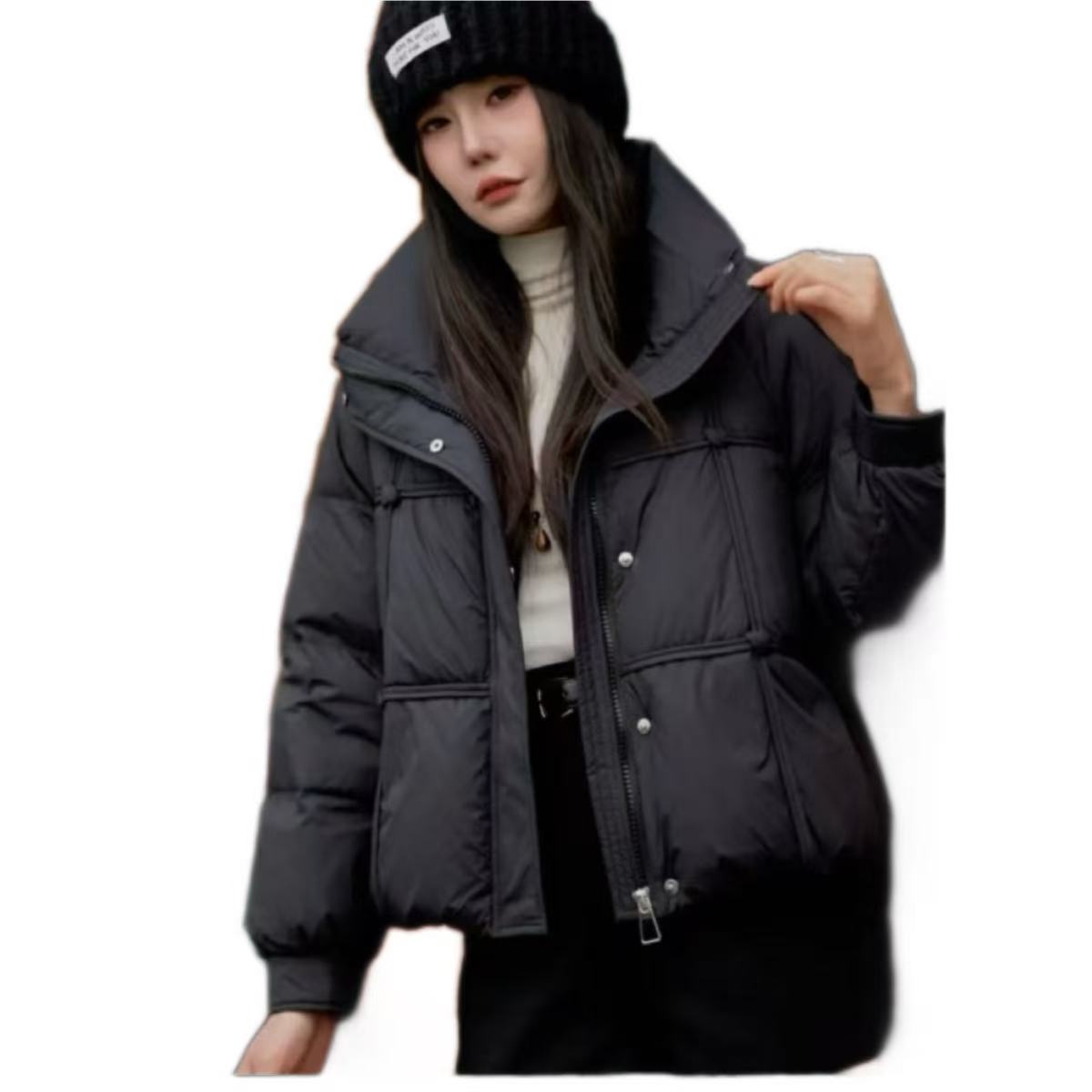连帽短款女冬季小个子新国标鹅绒时尚宽松加厚保暖外套