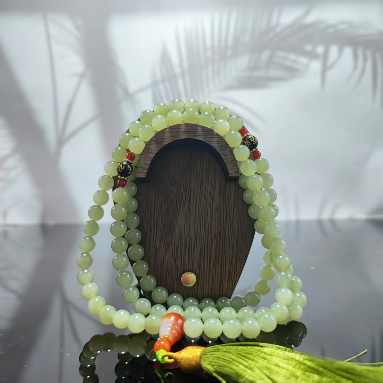 J和田玉108纯手工项链（卡8）0083