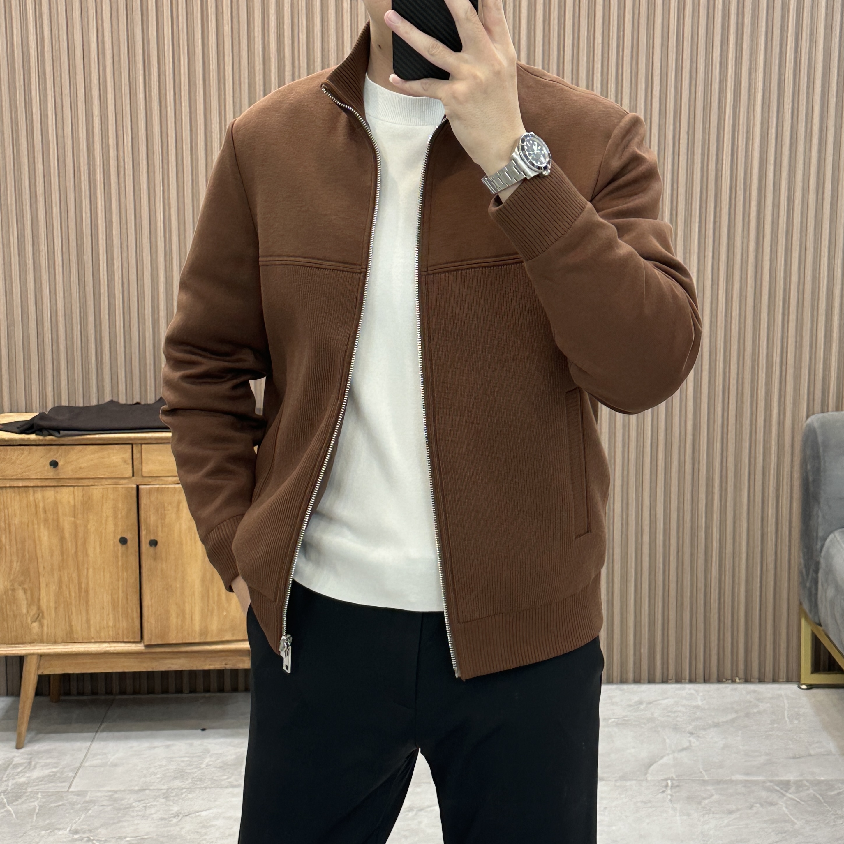 【可双面穿】冬季男士轻奢高级百搭针织鹅绒服修身简约夹克56305