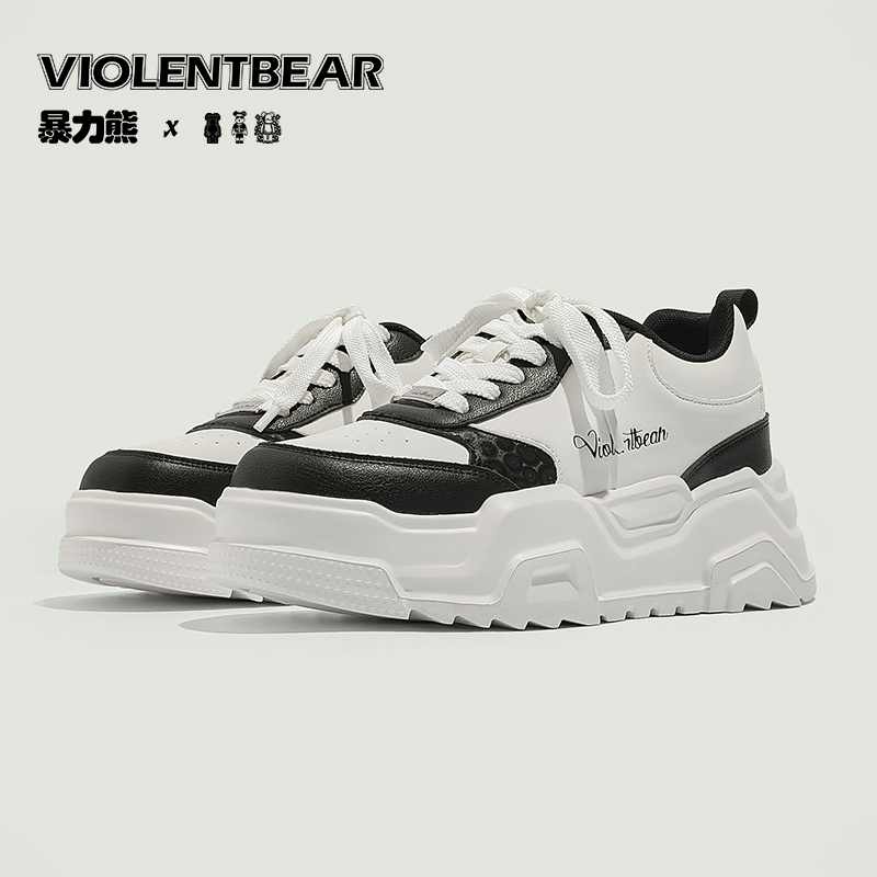 Violentbear/暴力熊增高情侣系带超轻底熊猫百搭板鞋厚底ins潮鞋