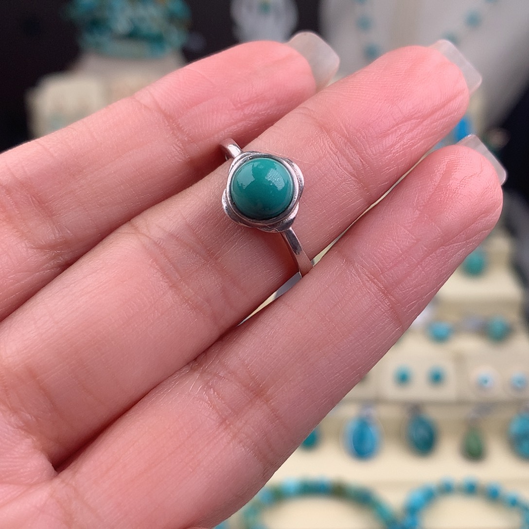 绿松石银S925镶嵌戒指