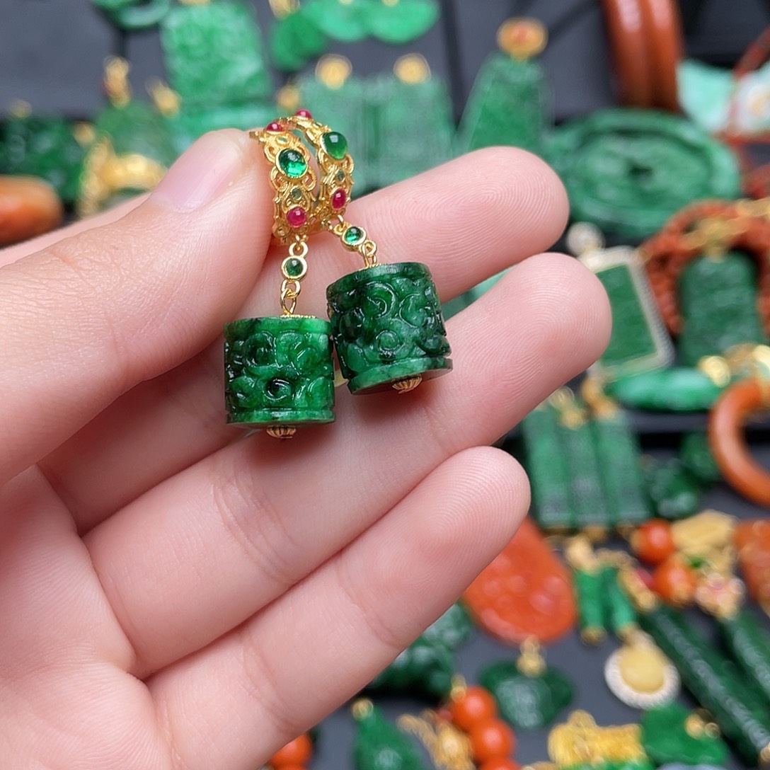 翡翠银S925镶嵌耳饰