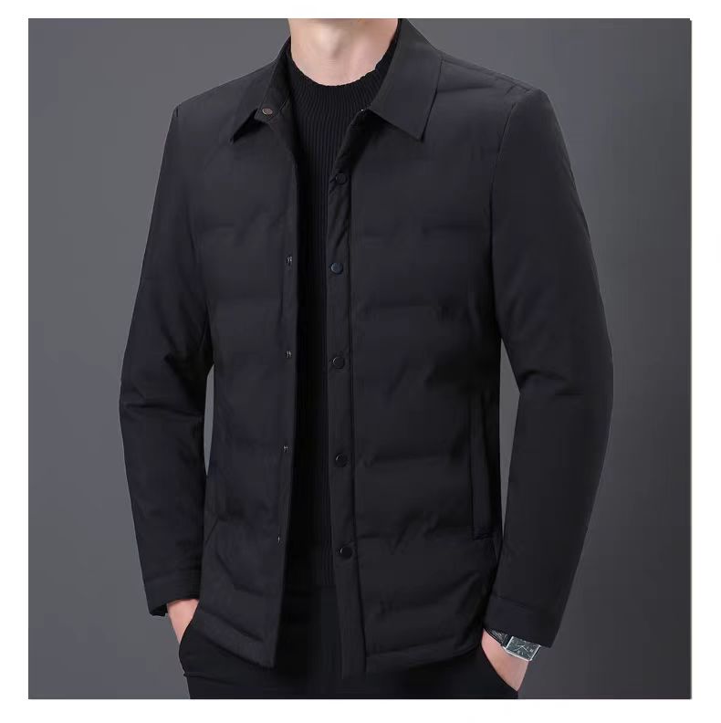 男士轻薄冬季衬衫领休闲外穿羽绒服