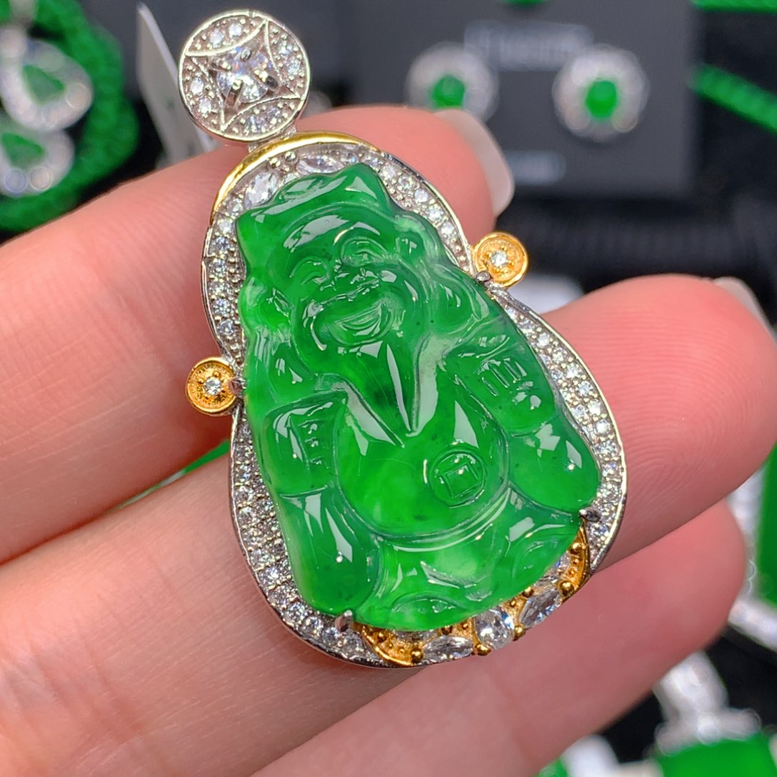 翡翠吊坠(不含链)银S925镶嵌