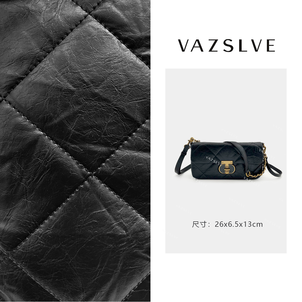 QYX-9623-黑色  RAIN.CUN轻奢小众新款头层牛皮单肩斜跨女包