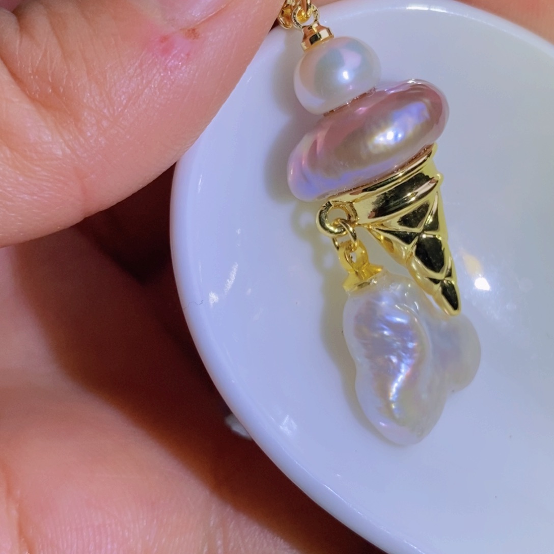 银S925镶嵌天然淡水珍珠淡水珍珠