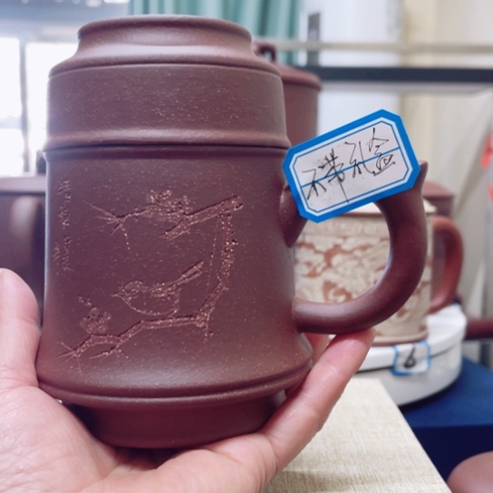 紫砂茶杯紫泥金钟杯