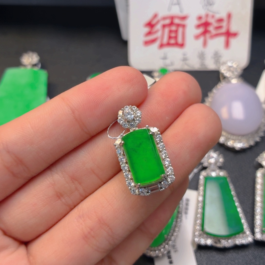 翡翠银S925镶嵌吊坠(不含链)