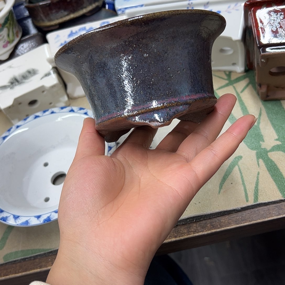 紫砂花盆195号瑕疵13/6.5cm窑变