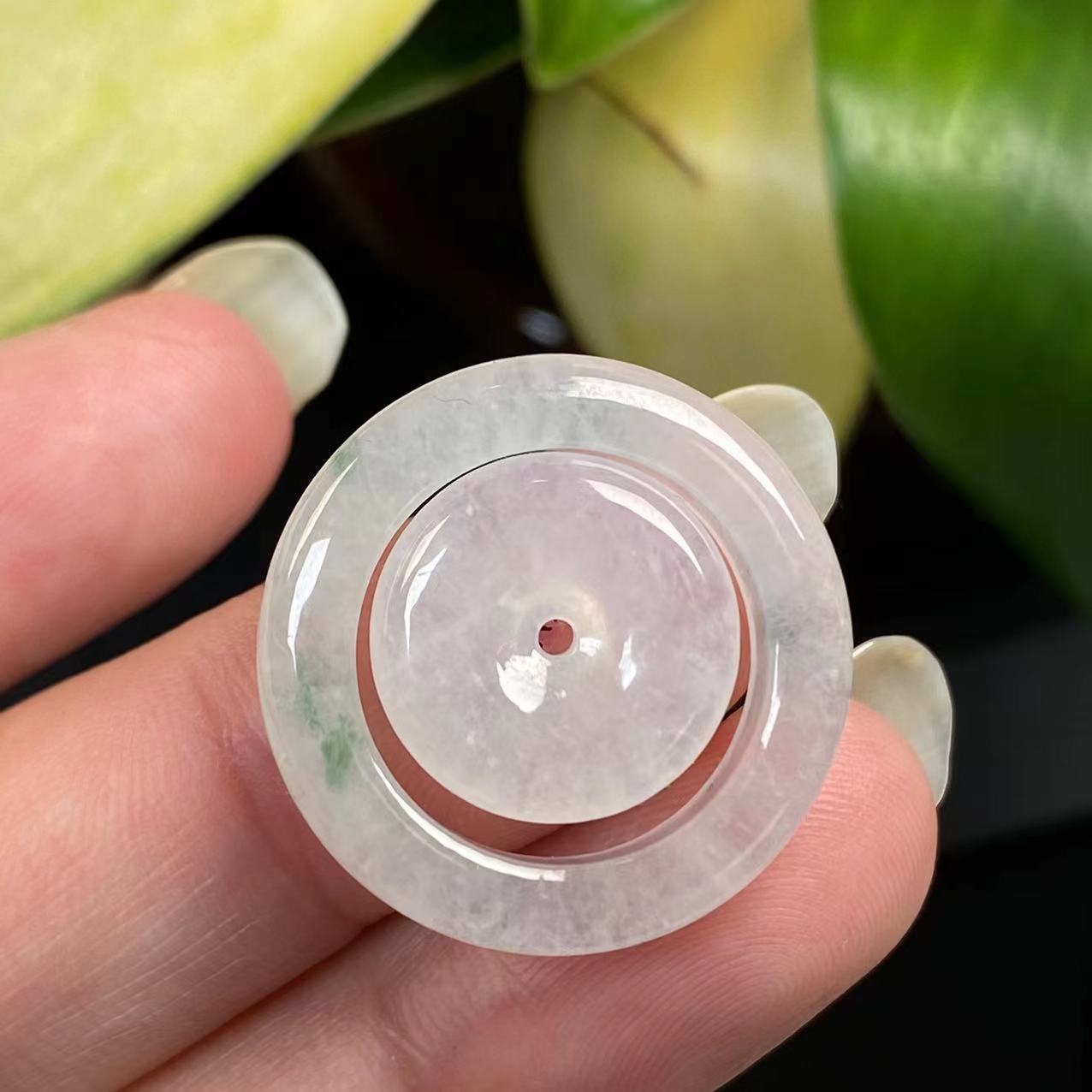纯天然A货翡翠子母环