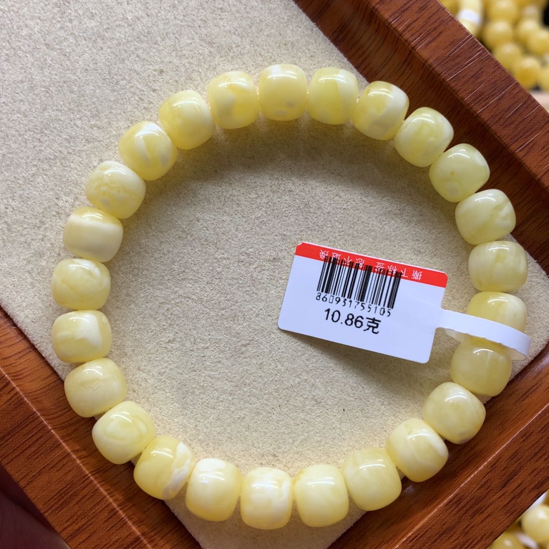 蜜蜡手链未镶嵌月**酌蜜蜡