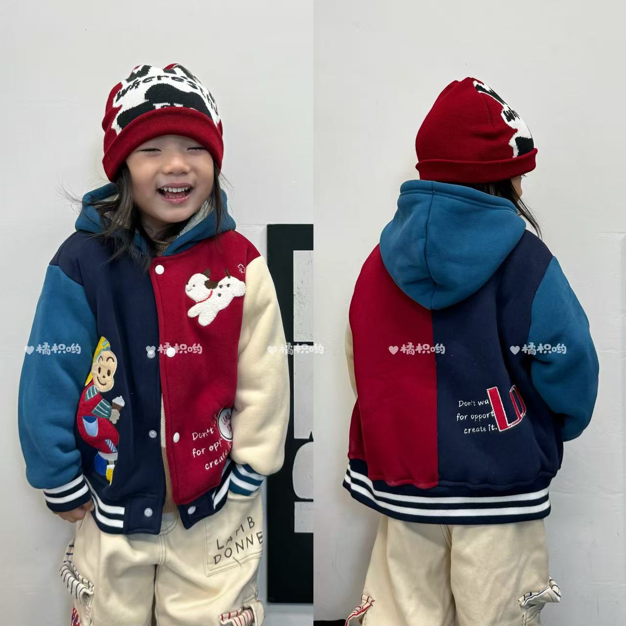 【橘枳哟】加绒加厚原田连帽棒球服外套