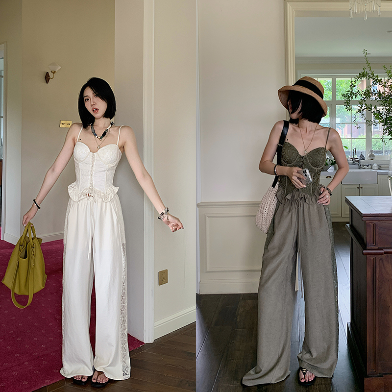 十三粥私服 米杏手札 直筒宽松长裤女舒适透气慵懒休闲裤SK0359