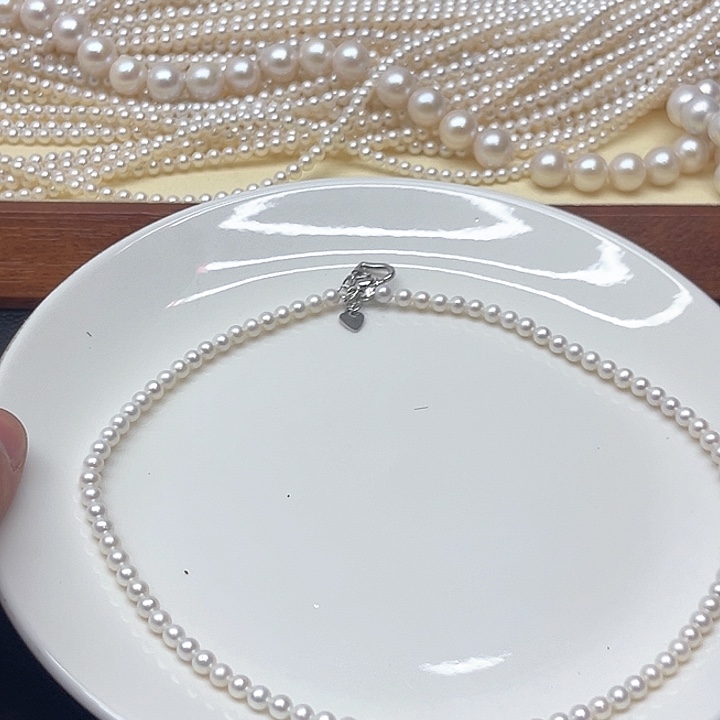 天然珍珠项链银S925镶嵌淡水珍珠11