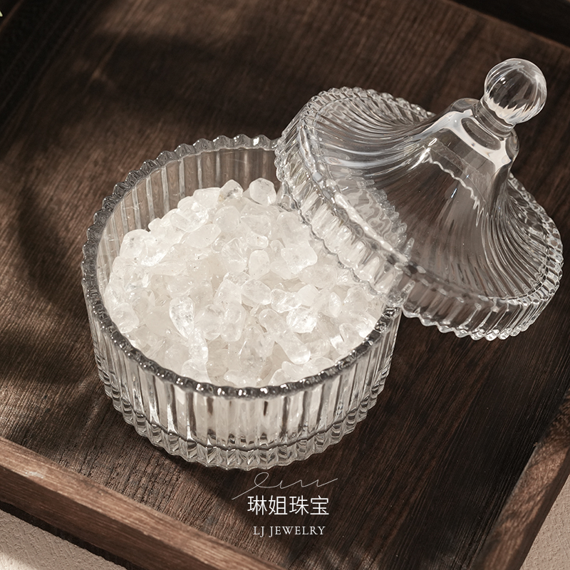 【琳姐甄选】白水晶净化碎石300g+消磁碗组合