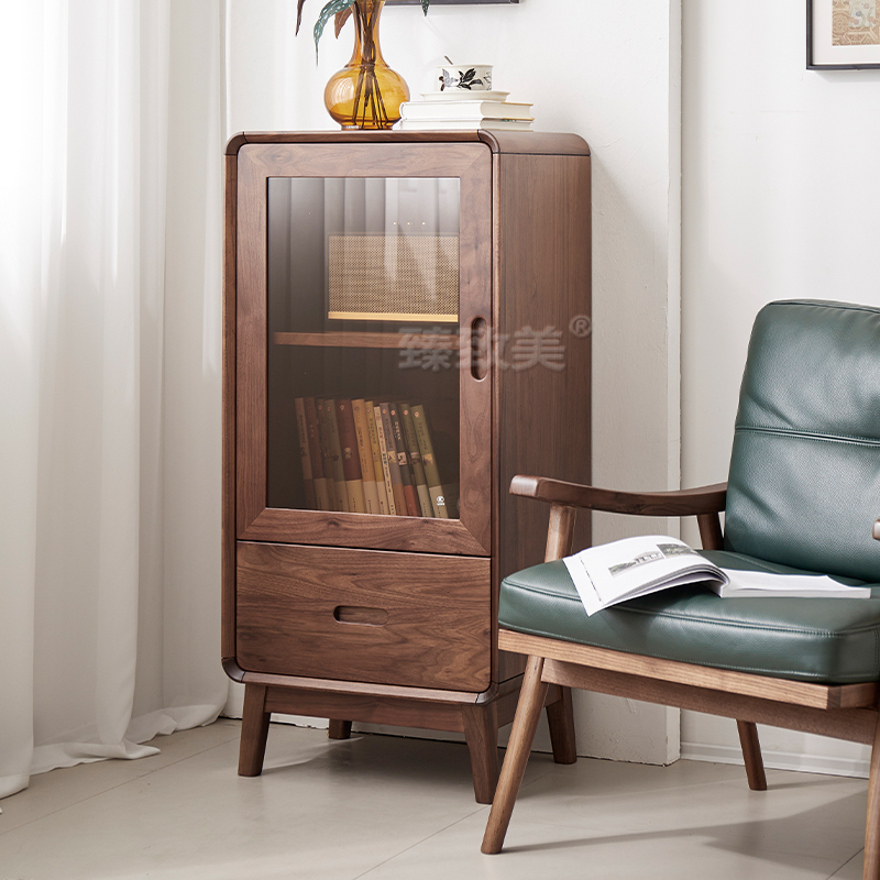 北美黑胡桃木实木矮柜酒柜收纳柜乐动边柜