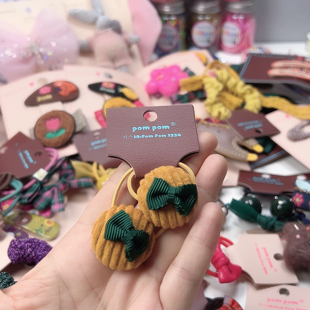 Pom黄绒发圈儿童韩国