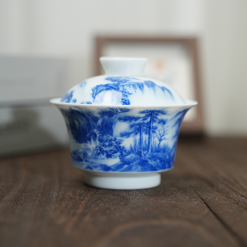 【校长名窑】画堂春新早春图马蹄盖碗（htc1303）