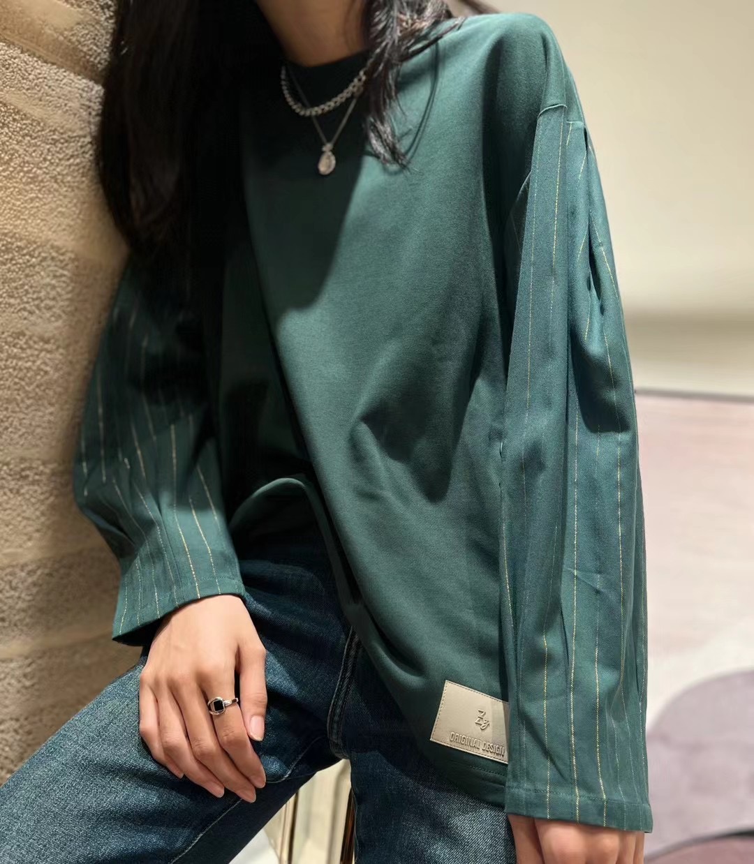 M1499【库存勿动】气质百搭时尚拼接卫衣 衣长72 款号ZZ11265