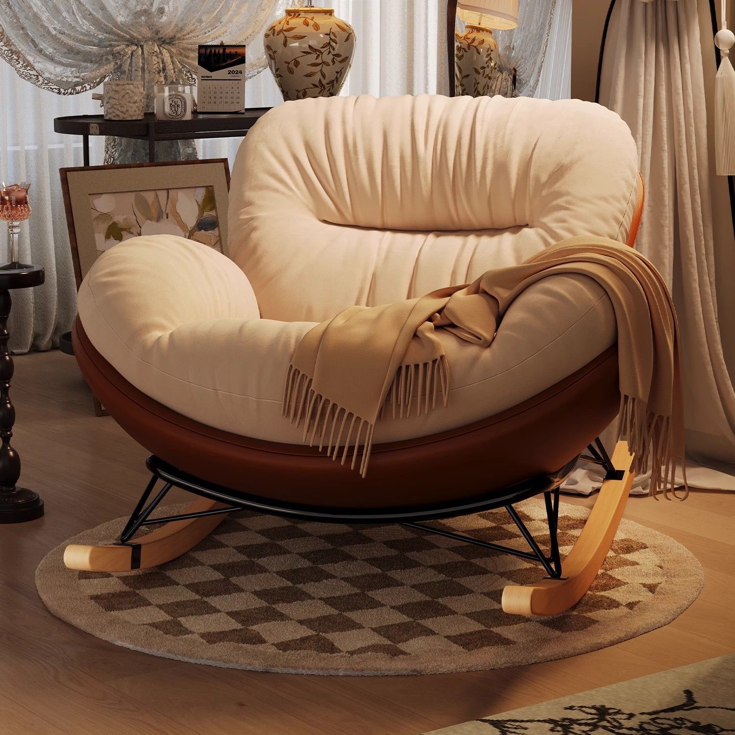 蝴蝶摇椅懒人沙发休闲椅轻奢客厅家用摇摇椅单人逍遥椅客厅卧室