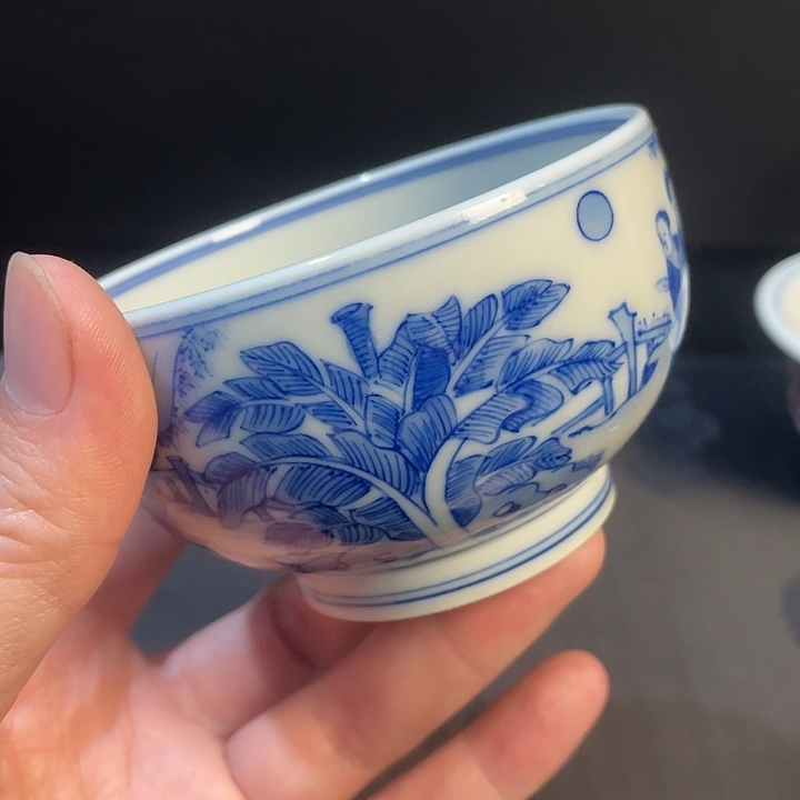 橙****青花釉里红主人杯