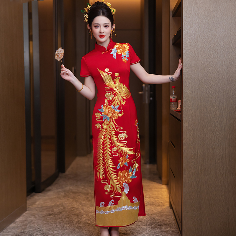 秀禾服旗袍2025新款新娘中式婚服结婚嫁衣重工刺绣出阁敬酒服998