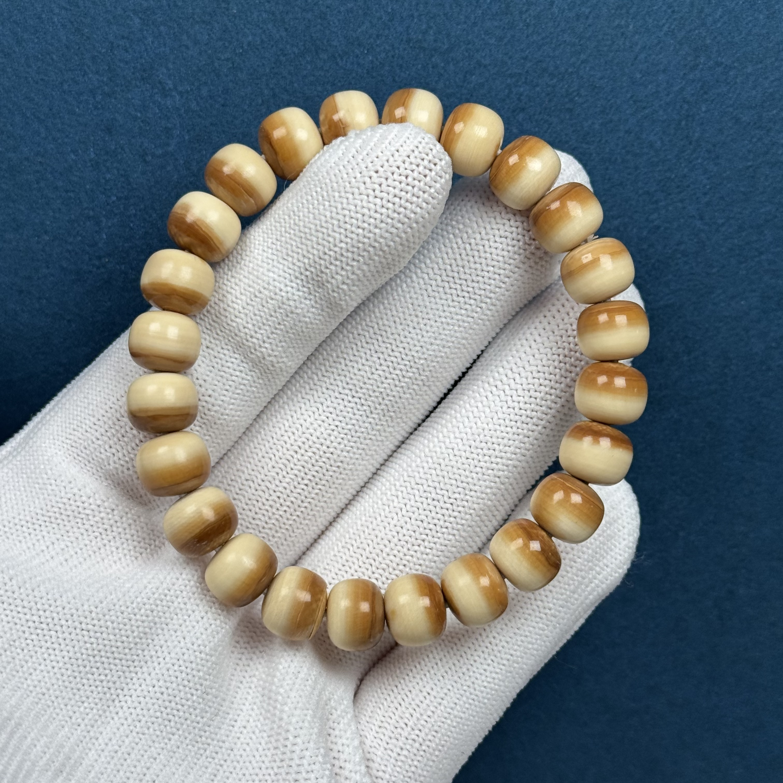 U41-21天然猛犸牙 瑕疵汉堡珠手串9+mm支持复检假一罚十